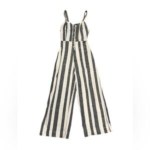 NWT Japna Gray and White Striped Jumpsuit with Wide-Leg Size XS